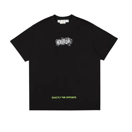 Ow23ss embroidery printing flocking letter short sleeves