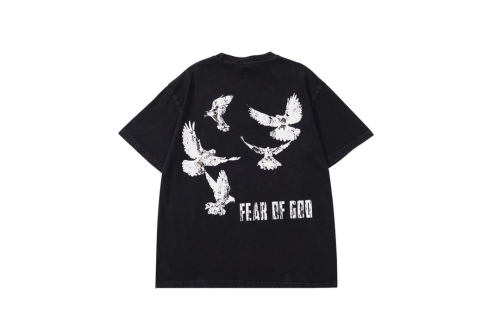 vintag3 hand-held rose and pigeon printed short-sleeved T-shirt