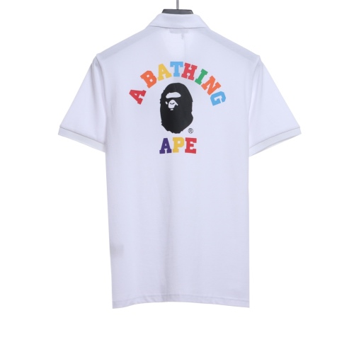 BAPE back colorful letter printing POLO short sleeves