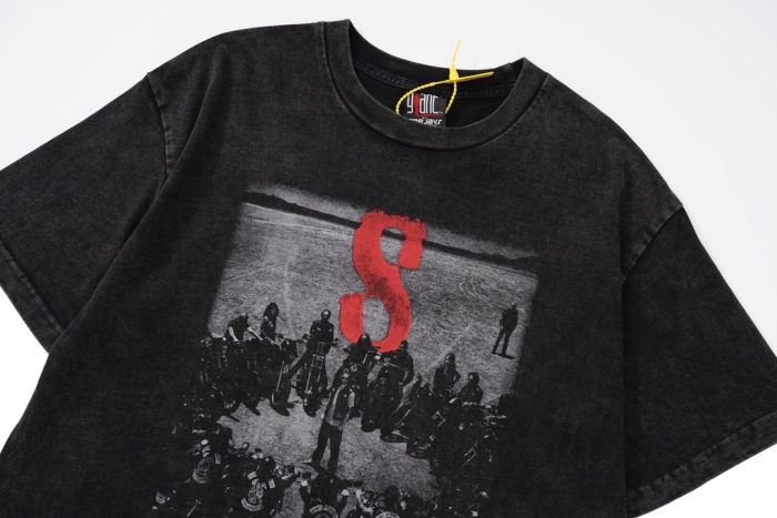 VINTAGE The son of chaos makes old retro printed short-sleeved T-shirts