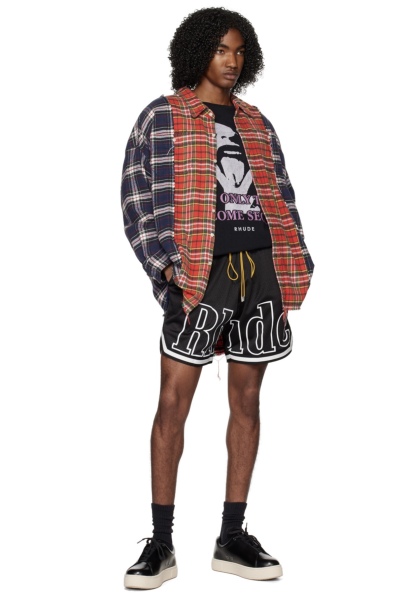 RHUDE Retro Slogan Portrait Print Short Sleeve T-Shirt Black