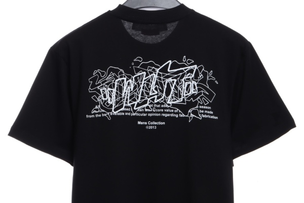 OW embroidery flocking print pattern short sleeve