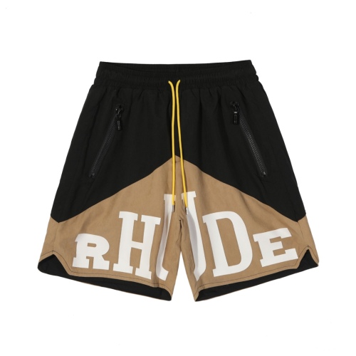 RHUDE vintage logo print two-tone drawstring shorts