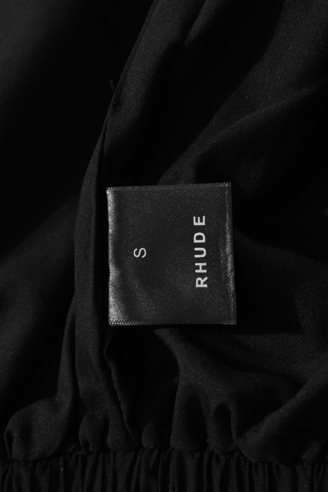 RHUDE vintage logo print two-tone drawstring shorts