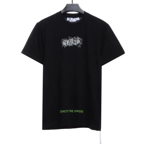 OW embroidery flocking print pattern short sleeve