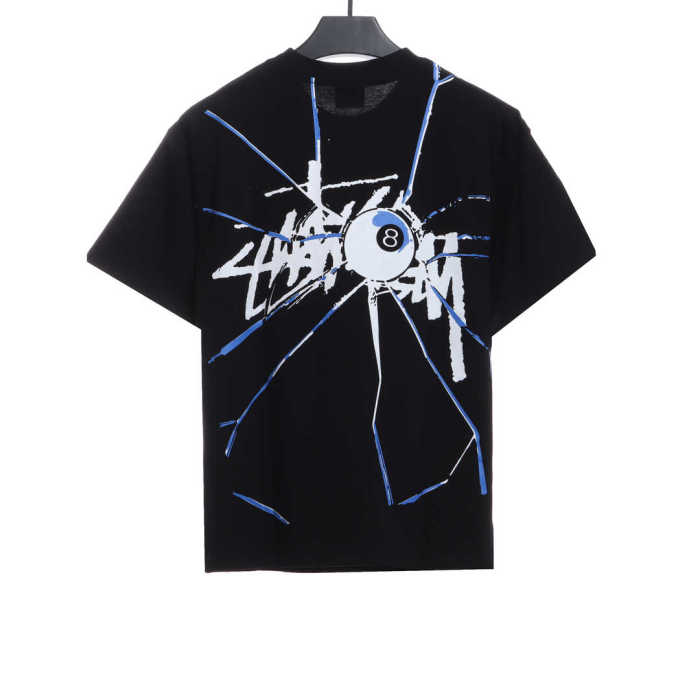 Stucey Splash Black 8 Letter Print Short Sleeve T-Shirt