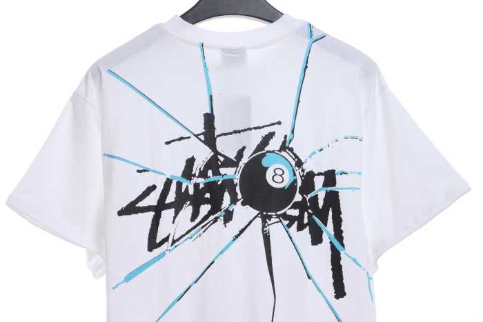 Stucey Splash Black 8 Letter Print Short Sleeve T-Shirt