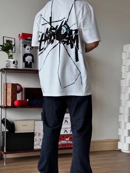 Stucey Splash Black 8 Letter Print Short Sleeve T-Shirt