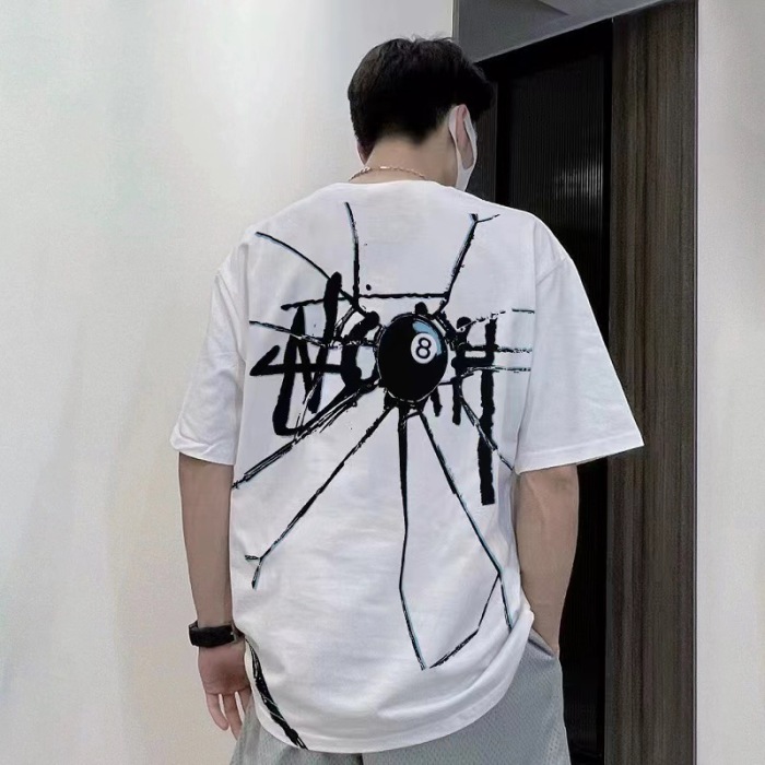 Stucey Splash Black 8 Letter Print Short Sleeve T-Shirt