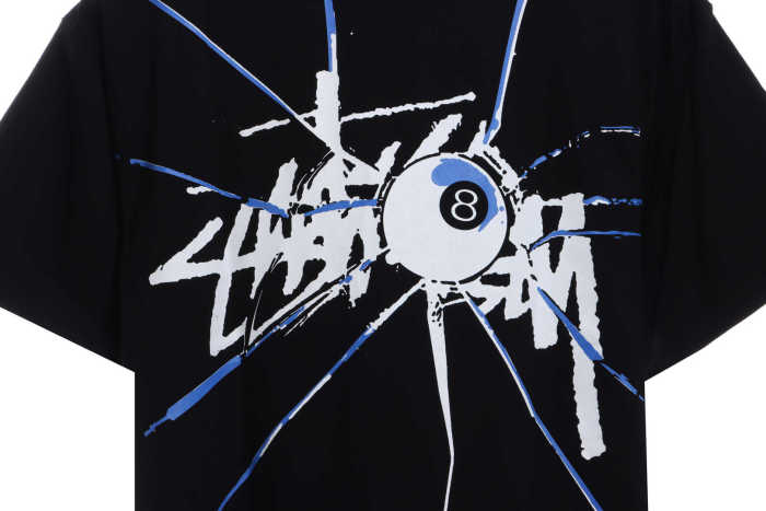 Stucey Splash Black 8 Letter Print Short Sleeve T-Shirt