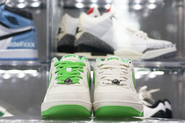 Bape X Nike Air Force 1 White Green Custom shoes