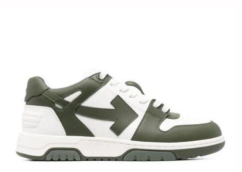 OFF-WHITE White & Army Green Out Of Office low-top sneakers