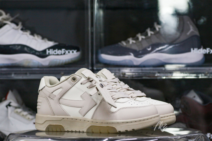 Off-White White &  Beige 'Out Of Office' Sneakers