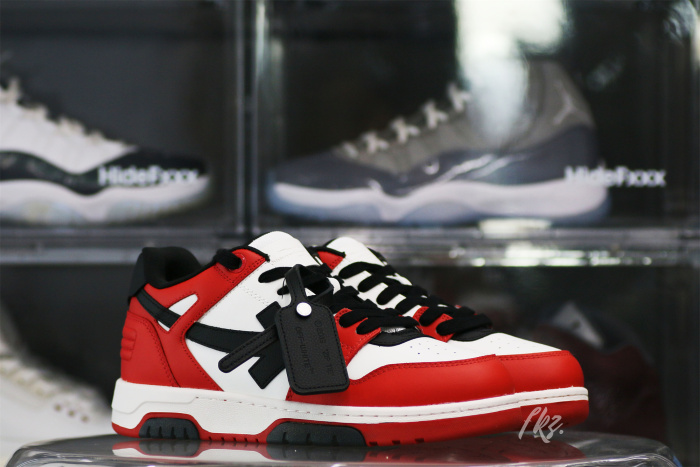 OFF-WHITE White & Black Red 'Out Of Office' Sneakers