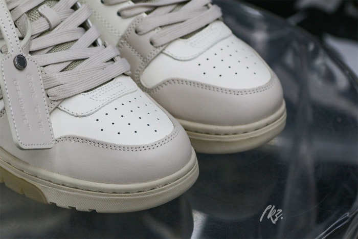 Off-White White &  Beige 'Out Of Office' Sneakers