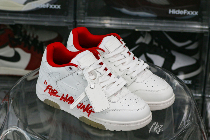 OFF-WHITE White & Red Out of Office 'OOO' sneakers
