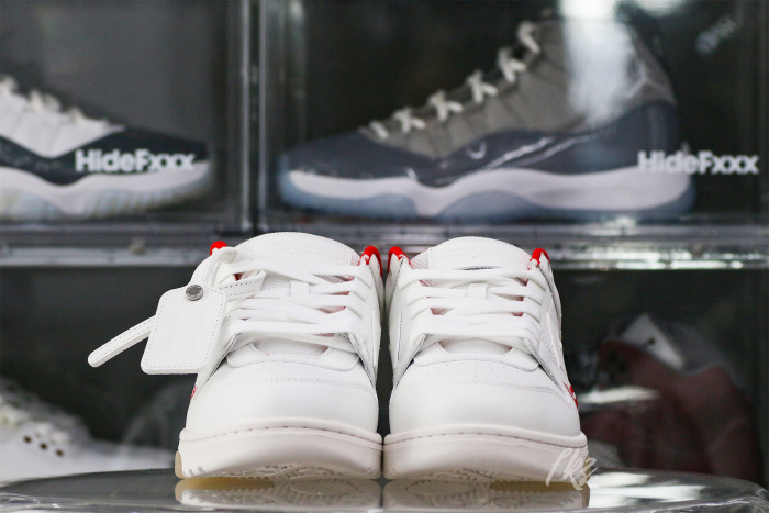 OFF-WHITE White & Red Out of Office 'OOO' sneakers