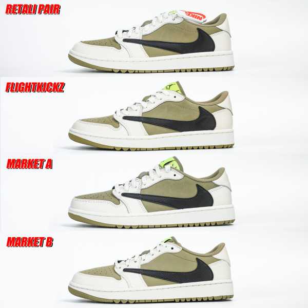 Travis Scott x Air Jordan 1 Low Golf Neutral  Olive（A1）