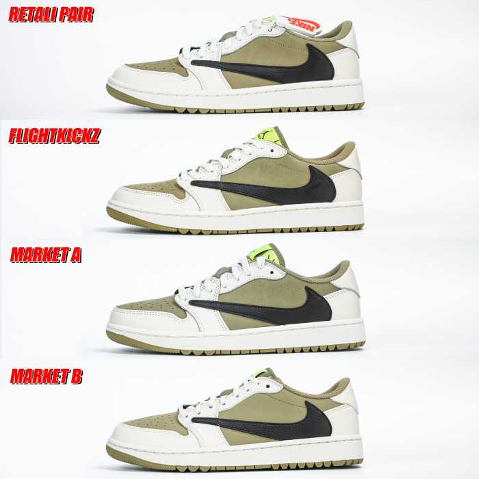 Travis Scott x Air Jordan 1 Low Golf Neutral  Olive（A1）
