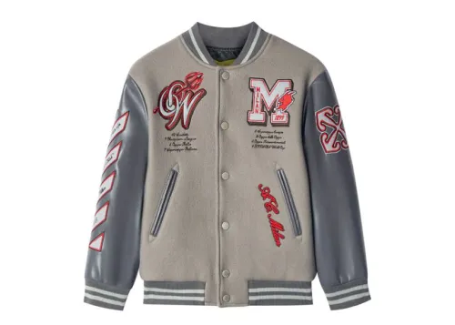 Off white Ow AC Milan Grey Varsity Jacket