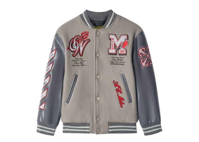 Off white Ow AC Milan Grey Varsity Jacket