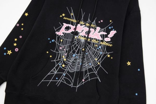 Sp5der Logo Pullover Hoodie Pink Suits