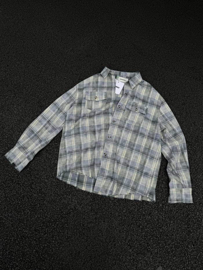 Vintage distressed and mottled DirtyFit worn-look plaid flannel pure cotton Shirt