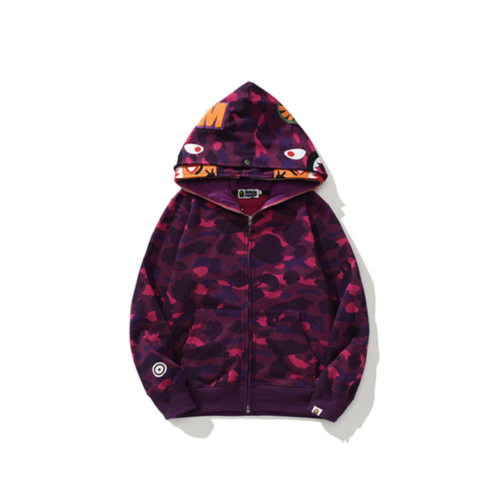 Bape Camo Tiger Shark Wide Full Zip Double Hoodie
