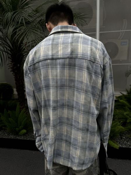 Vintage distressed and mottled DirtyFit worn-look plaid flannel pure cotton Shirt