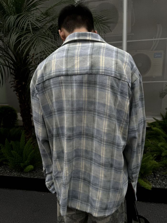 Vintage distressed and mottled DirtyFit worn-look plaid flannel pure cotton Shirt