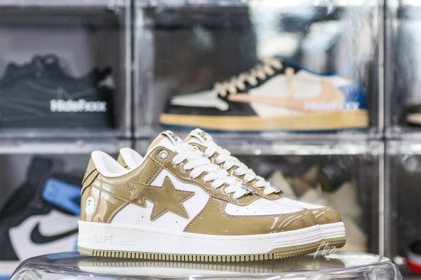 A Bathing Ape Bape Sta Patent Leather White Khaki (2023)