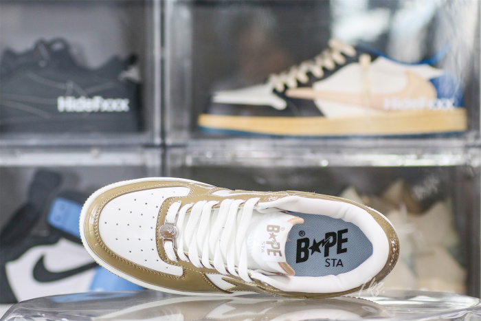 A Bathing Ape Bape Sta Patent Leather White Khaki (2023)