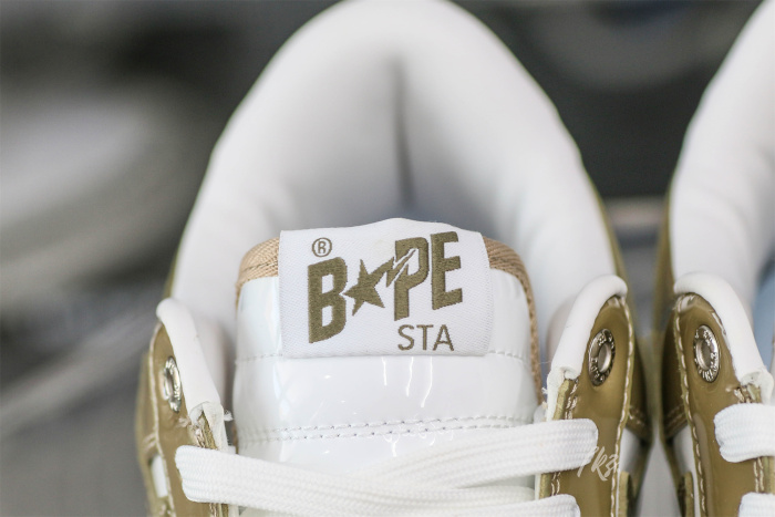 A Bathing Ape Bape Sta Patent Leather White Khaki (2023)