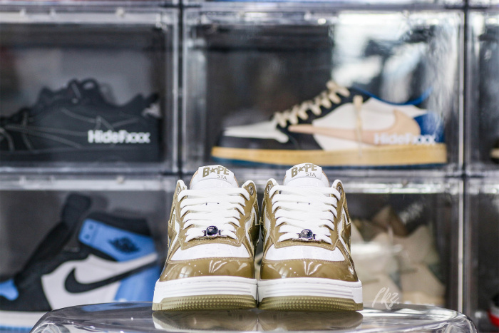 A Bathing Ape Bape Sta Patent Leather White Khaki (2023)