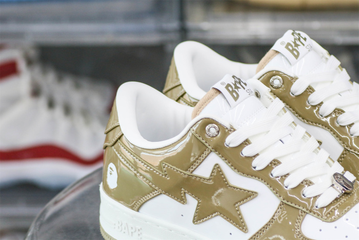 A Bathing Ape Bape Sta Patent Leather White Khaki (2023)