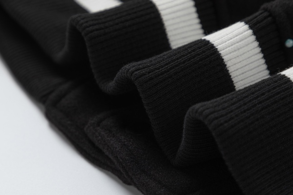 Off-White 2024 Fall/Winter new heavy embroidery patchwork leather varsity jacket in black, unisex