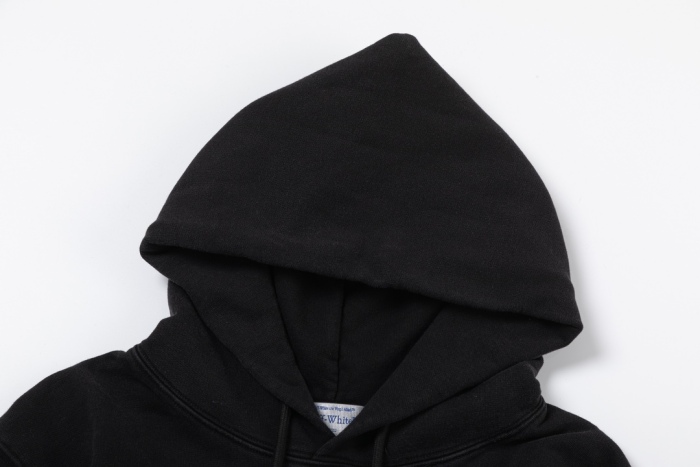 Off-White 24SS new colorful portrait oil painting washed hoodie Black