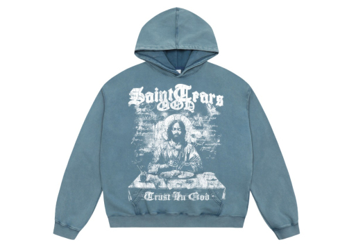 Saint Mich@el tears washed distressed salt-treated 400g heavy-weight vintage terry hoodie