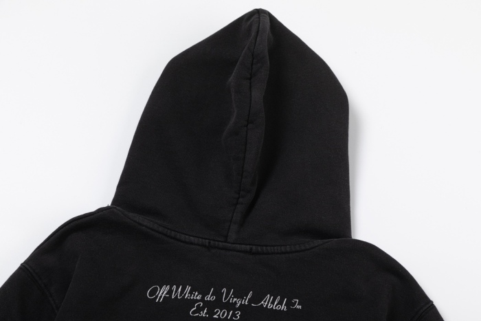 Off-White 24SS new colorful portrait oil painting washed hoodie Black