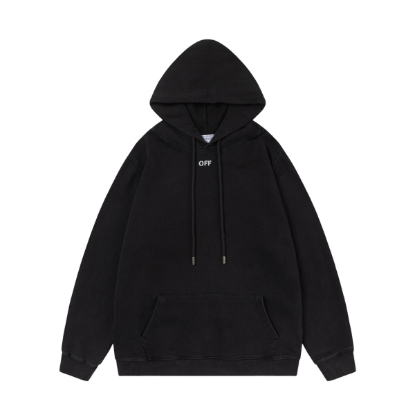 Off-White 24SS new colorful portrait oil painting washed hoodie Black