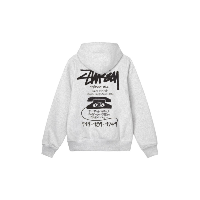 Stu$$y OLD PHONE TEE pigment dyed graphic print hoodie with vintage phone design