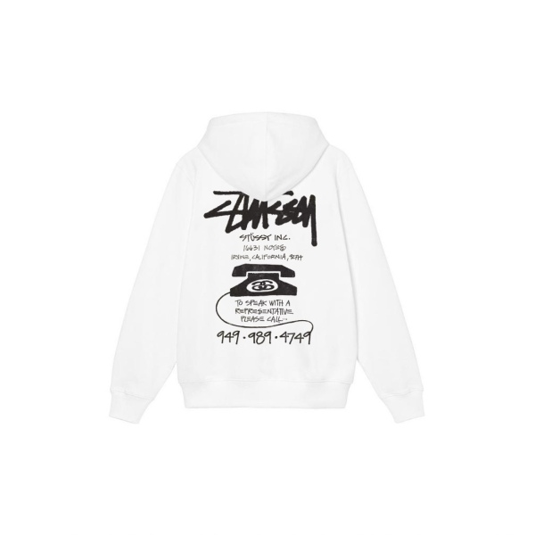 Stu$$y OLD PHONE TEE pigment dyed graphic print hoodie with vintage phone design