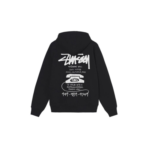 Stu$$y OLD PHONE TEE pigment dyed graphic print hoodie with vintage phone design