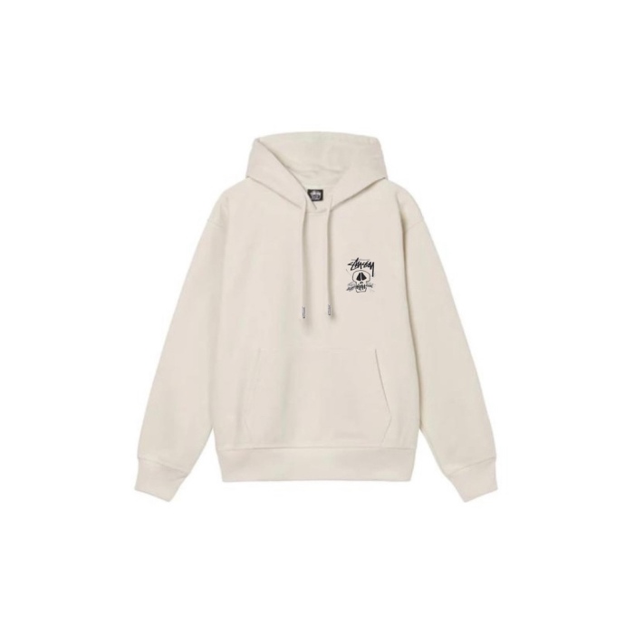 Stu$$y SS24 Casual Lettering Round Neck Skull Graphic Printed Crewneck Hoodie