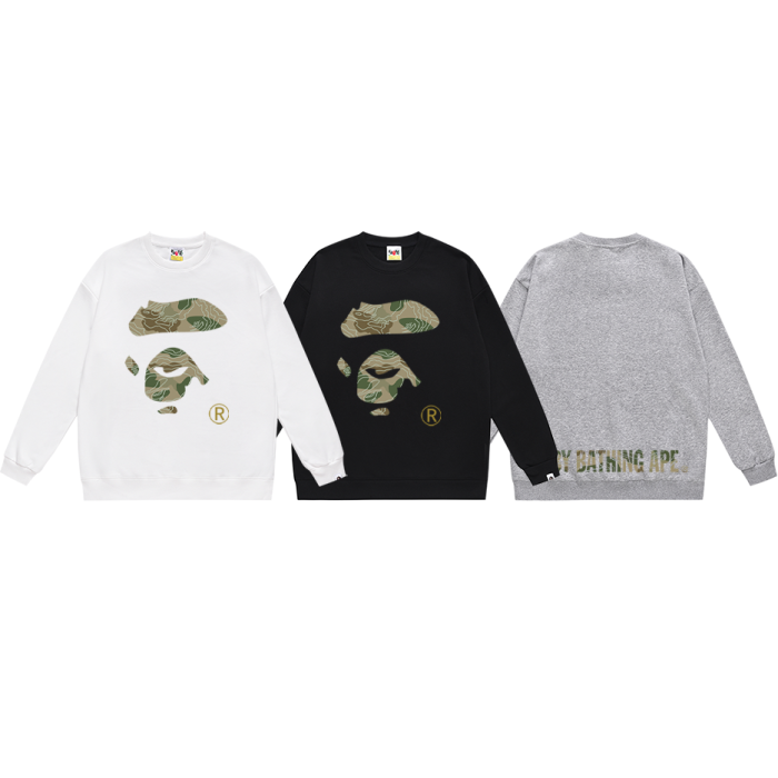 BAPE camo Ape Face logo graphic crewneck sweatshirt