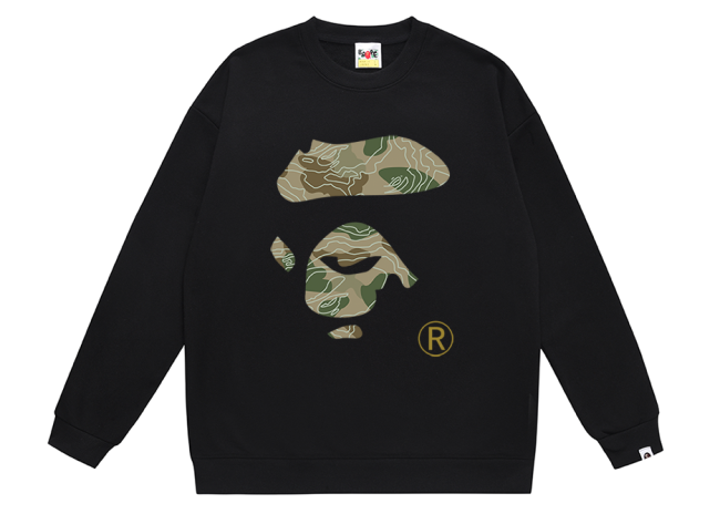 BAPE camo Ape Face logo graphic crewneck sweatshirt