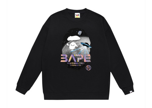 BAPE Mid-Autumn Moon and UFO Ape Head holographic logo graphic crewneck sweatshirt