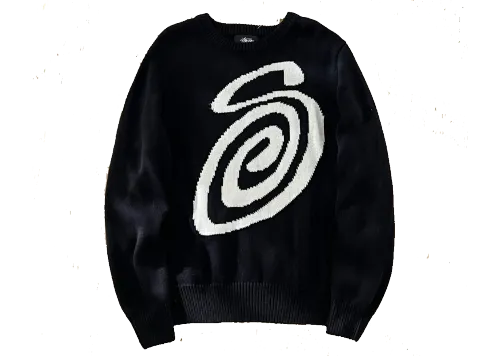 Stussy S curly mosquito coil knit sweater