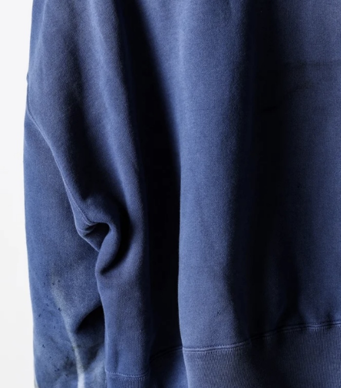 SAINT Mich@el FW24 vintage distressed angel graphic with letter print heavy-duty ribbed crewneck long-sleeve sweatshirt