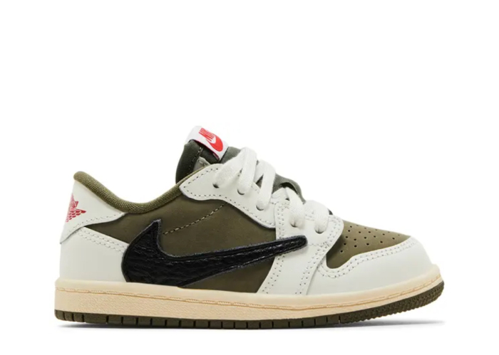 Travis Scott x Jordan 1 Retro Low  'Reverse Olive / Medium Olive' Kid（A1）